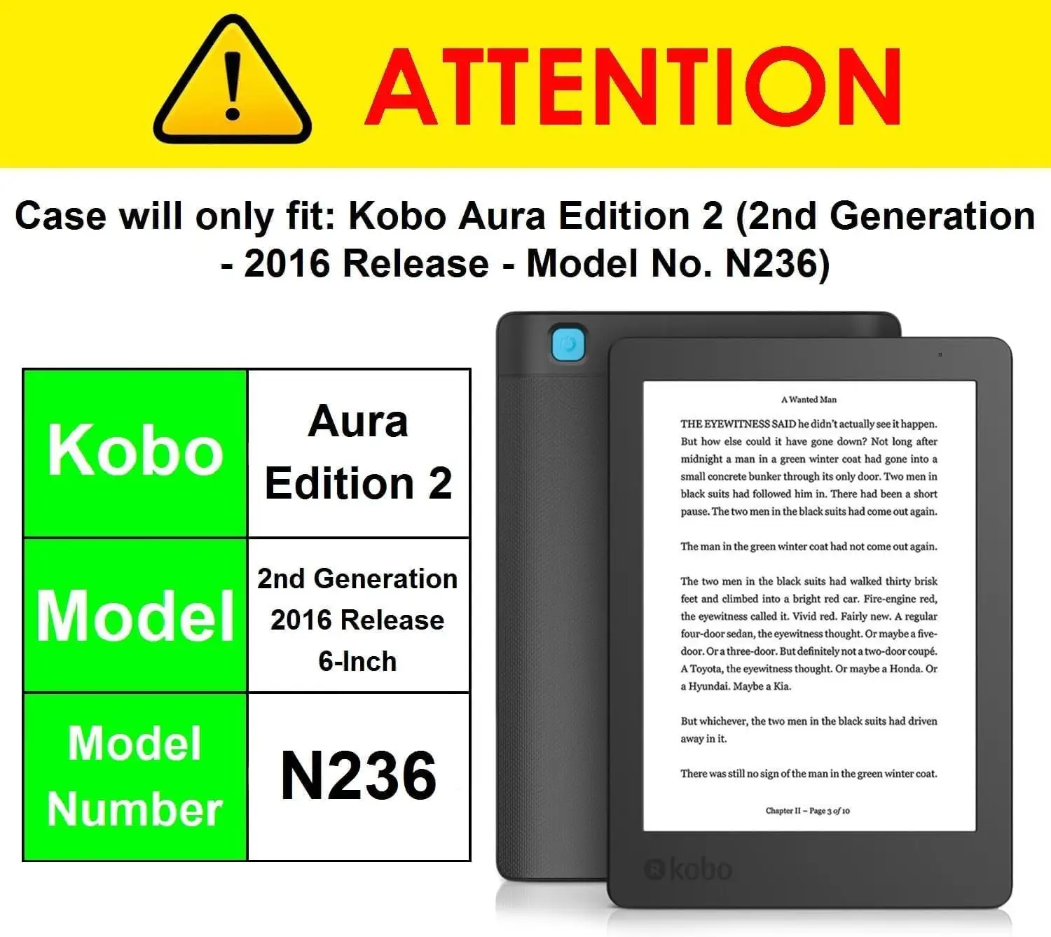 Forefront Cases kaitseümbris Kobo Aura Edition 2 e-lugerile - Pilt 4
