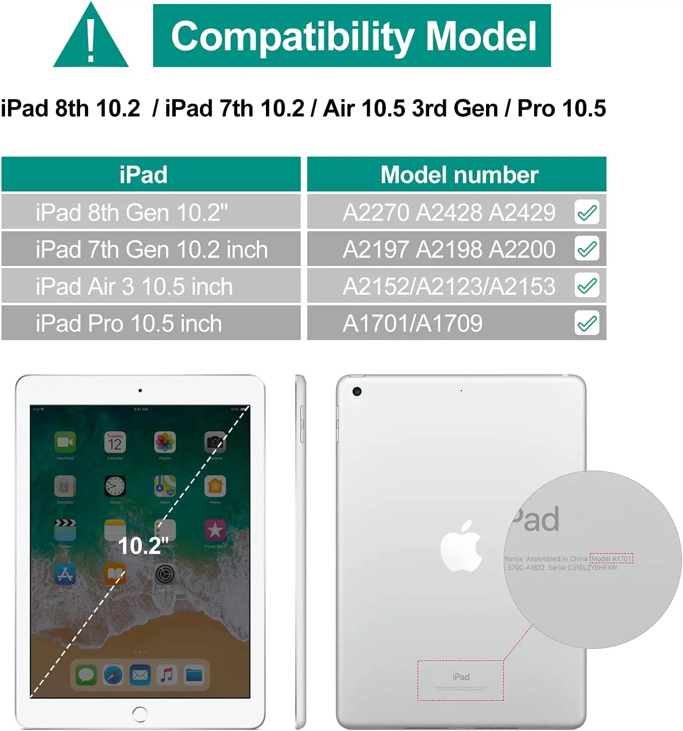 Qoosea hispaania klaviatuuriga kaitseümbris iPad 10,2"/Pro 10,5"/Air 3 - Pilt 2
