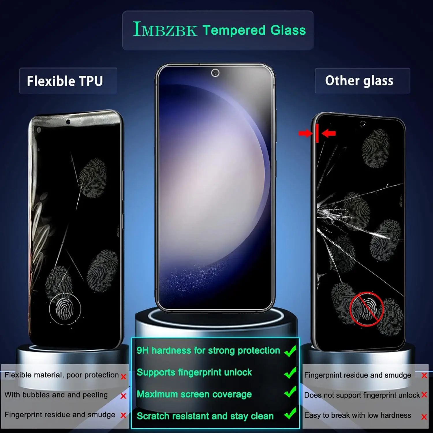 IMBZBK kaitsekomplekt Samsung Galaxy S23 telefonile (3x kaitseklaasi + 4x kaamera kaitset) - Pilt 2