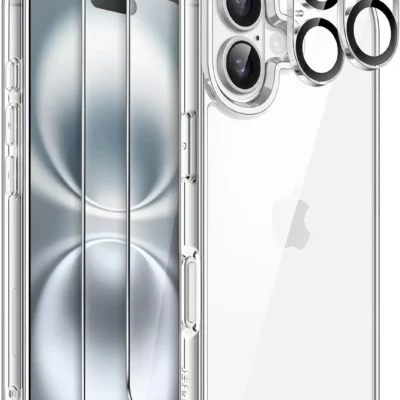 JETech 5-ühes läbipaistev kaitsekomplekt iPhone 16 (6,1″)