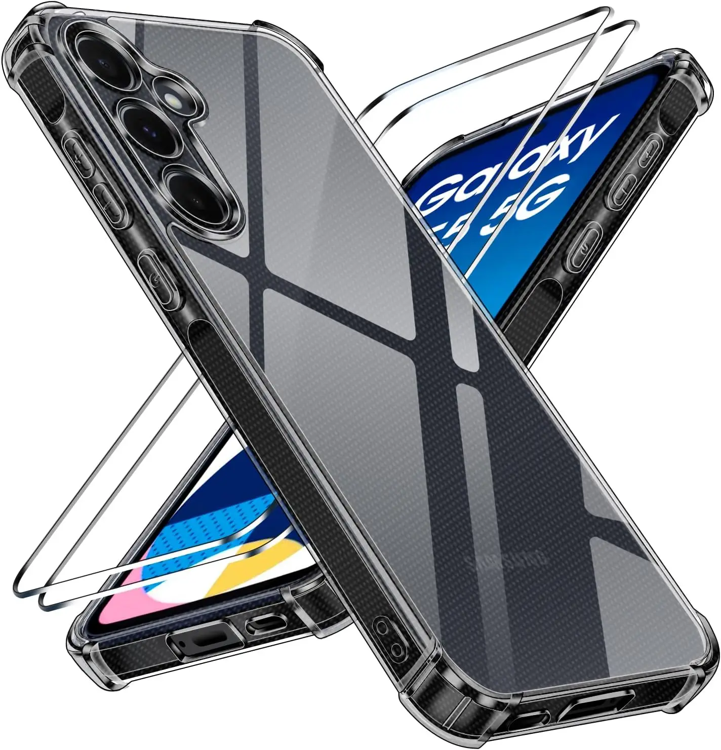 Ivoler kaitsekomplekt Samsung Galaxy A55 5G telefonile (2 kaitseklaasi + ümbris)