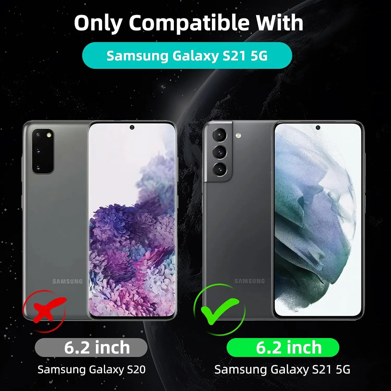 Eirltiy Kaarditaskuga Nahast Kaitseümbris Samsung Galaxy S21 5G+ Kaitseklaas- Must - Pilt 2