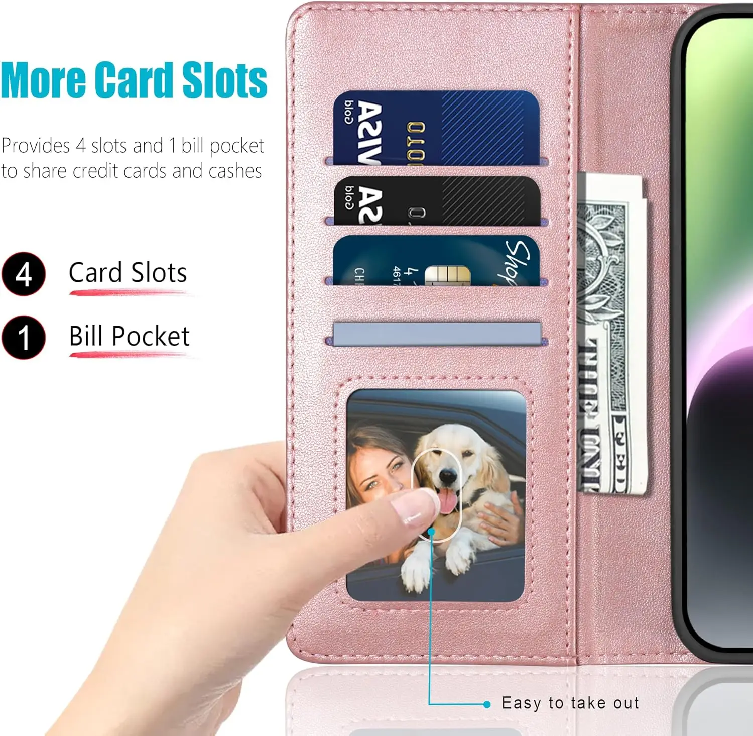 Kuafcase raamatu tüüpi kaitseümbris iPhone 14 Plus- Roosa - Pilt 2