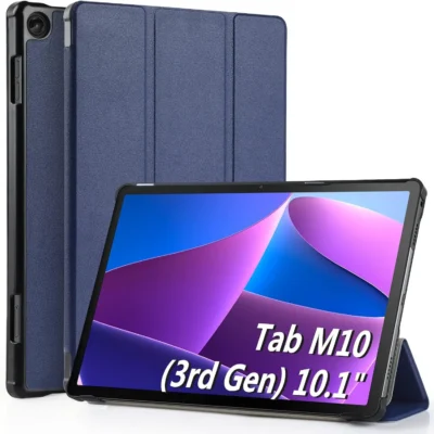WD&CD õhuke kunstnahast kaitseümbris Lenovo Tab M10 jaoks – Sinine