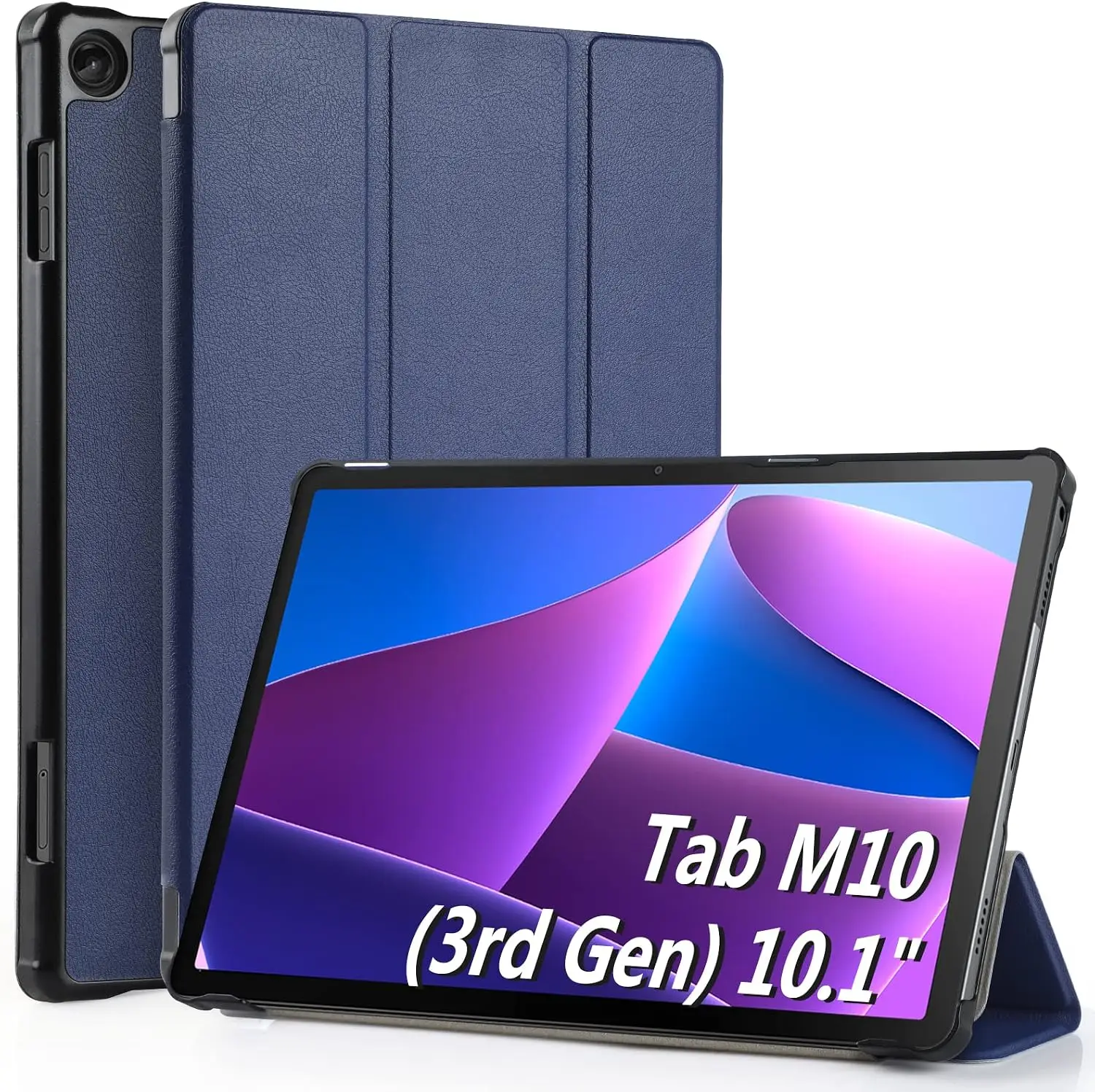 WD&CD õhuke kunstnahast kaitseümbris Lenovo Tab M10 jaoks - Sinine