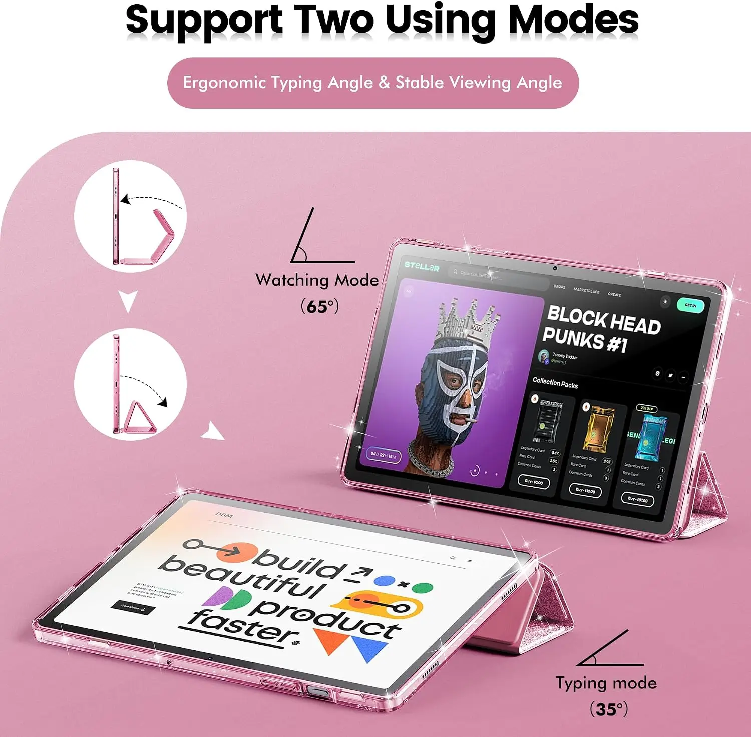 INFILAND kaitseümbris Samsung Galaxy Tab A9+ / A9 Plus 11" 2023 - Säraroosa - Pilt 8