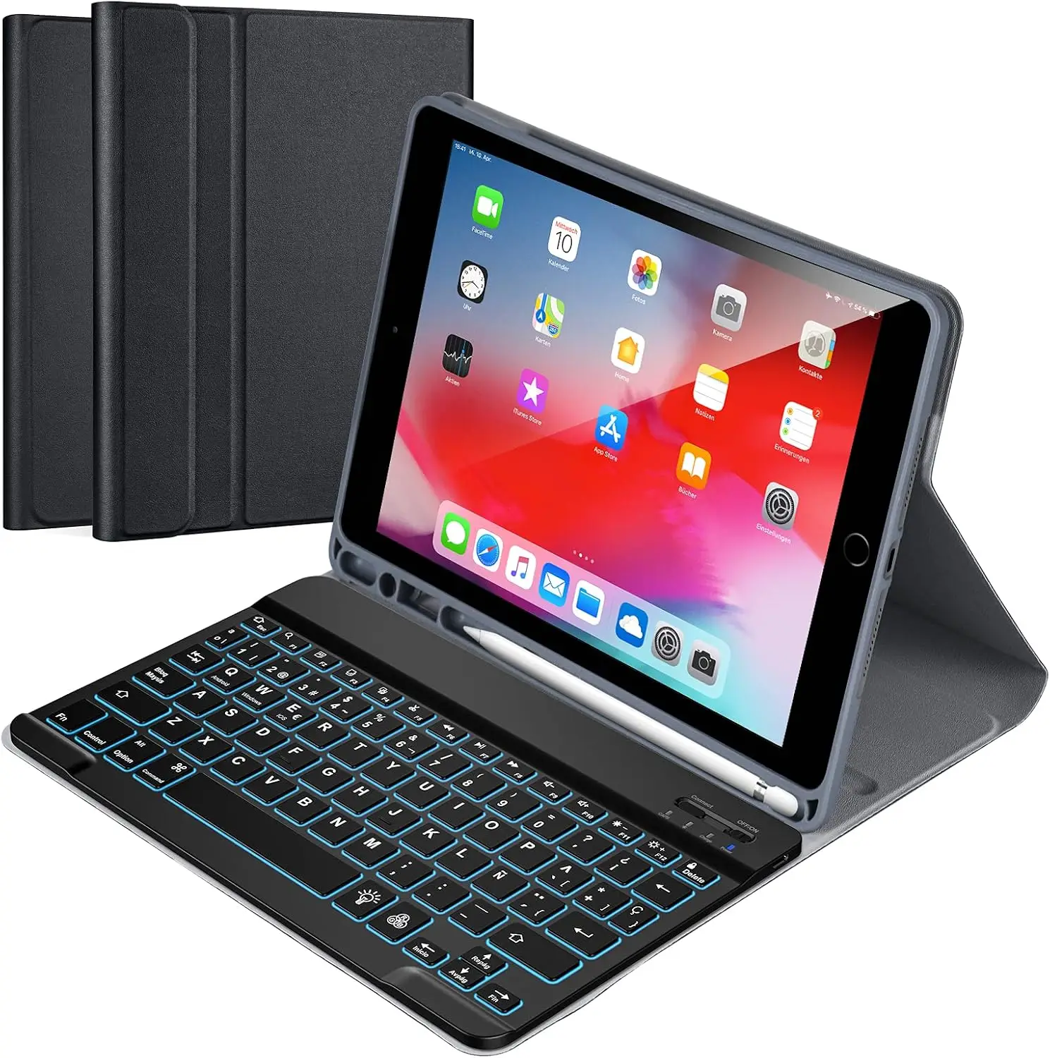 Qoosea hispaania klaviatuuriga kaitseümbris iPad 10,2"/Pro 10,5"/Air 3