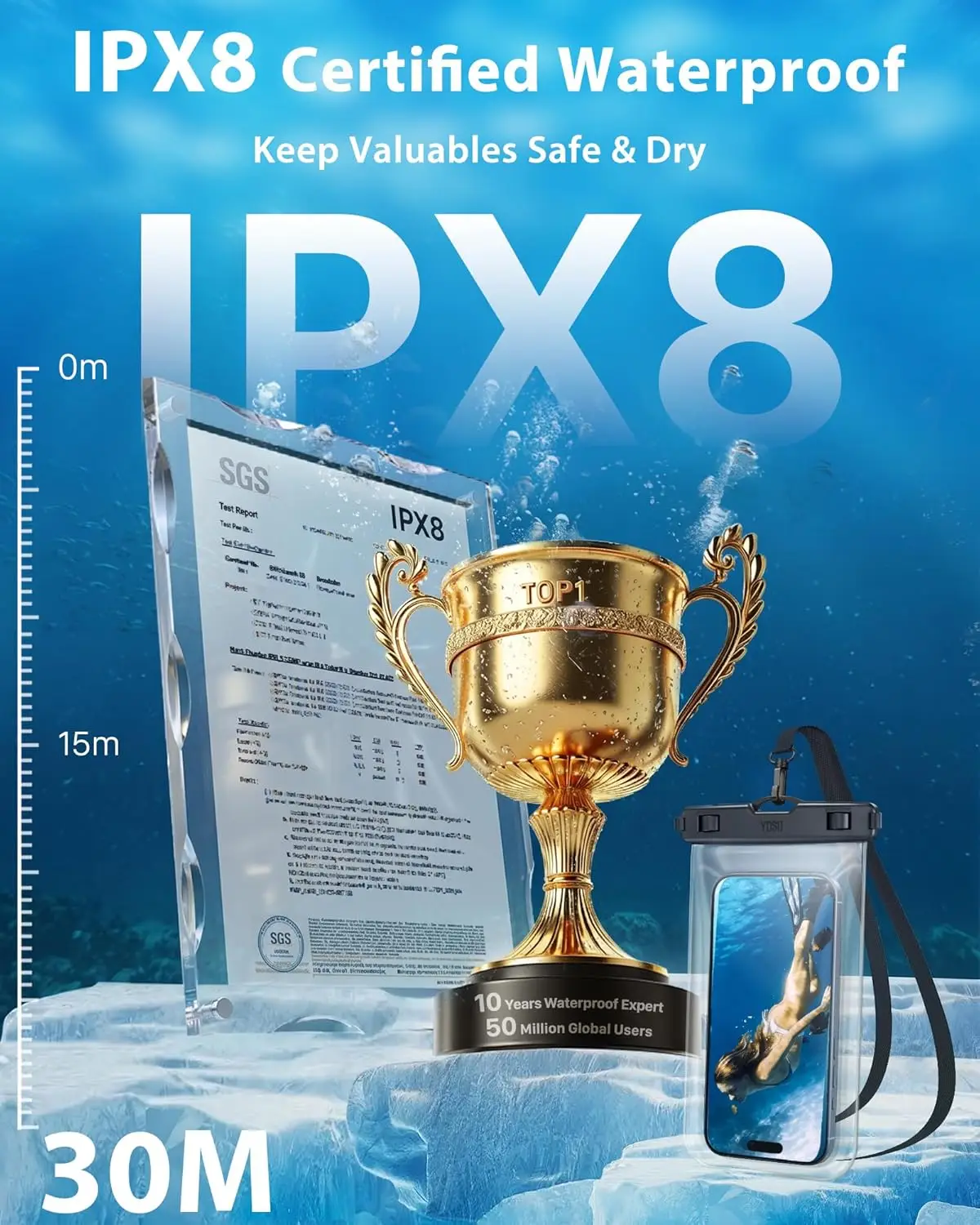 YOSH veekindel telefoniümbris (2 tk pakis, IPX8 sertifikaat) - Pilt 2