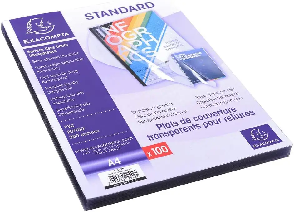 Exacompta Läbipaistvad PVC Köitekaaned A4 - Pilt 2