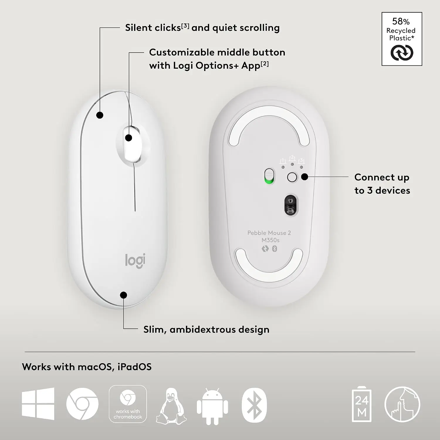 Logitech Pebble Mouse 2 M350s - Pilt 2