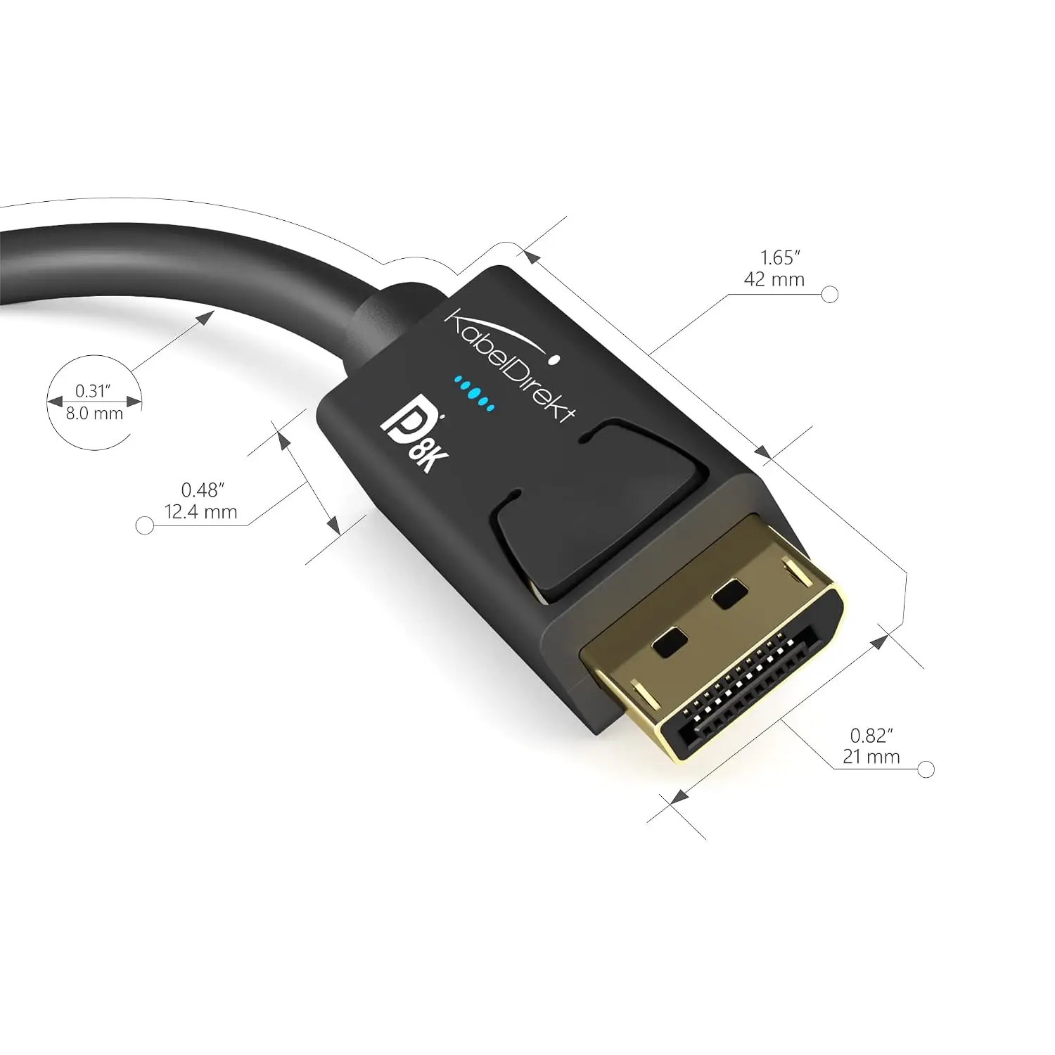 KabelDirekt 8K DisplayPort -> DP kaabel (2m, DP 1.4, 8K@60Hz / 4K@120Hz) - Pilt 3