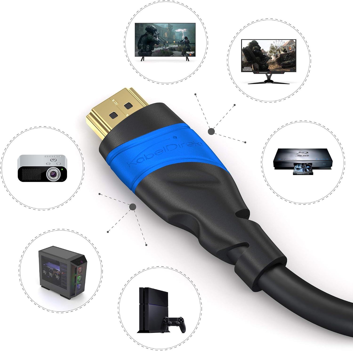 KabelDirekt 4K & 8K HDMI kaabel (0,25 m, 2 tk pakis, 4K@120Hz / 8K@60Hz) - Pilt 3