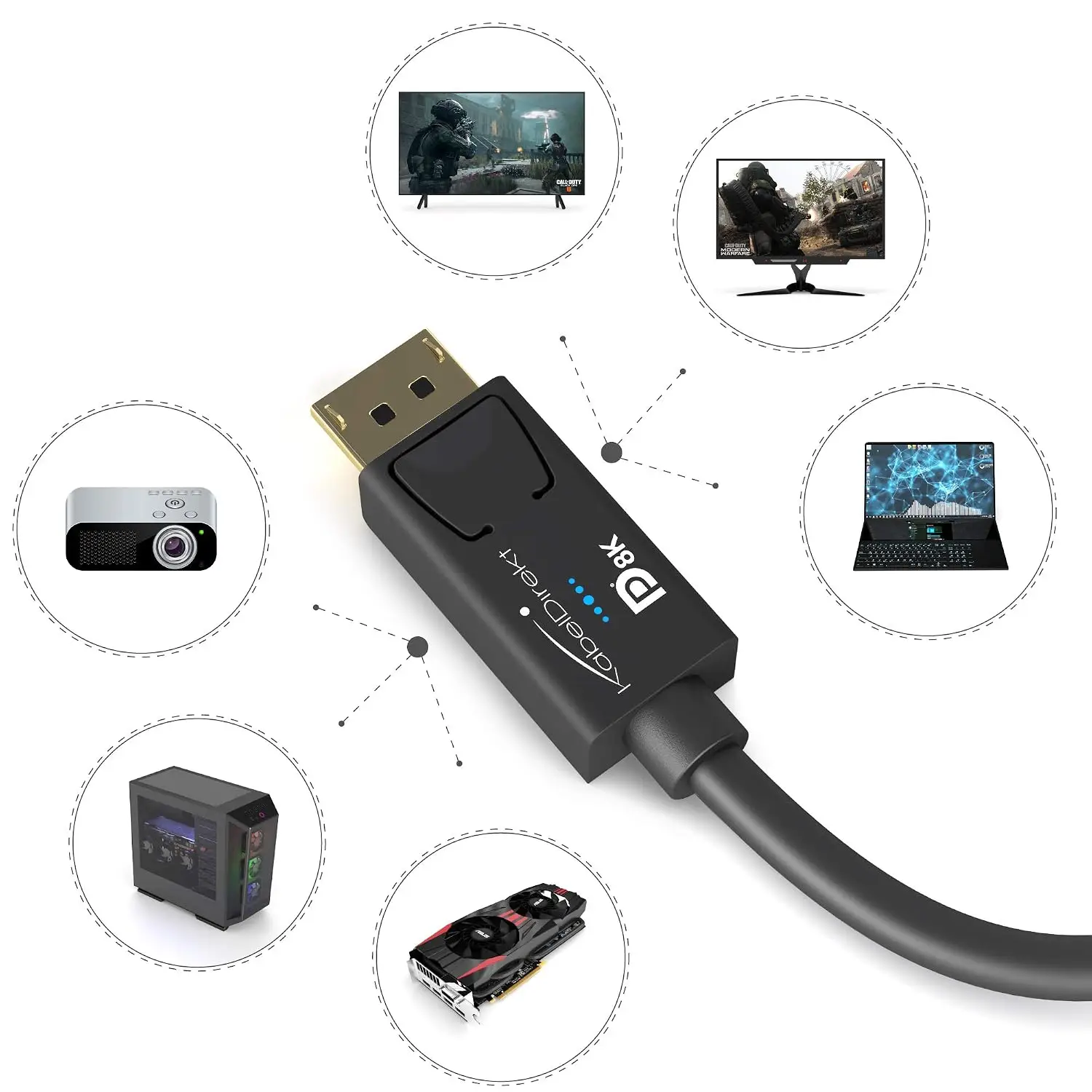 KabelDirekt 8K DisplayPort -> DP kaabel (2m, DP 1.4, 8K@60Hz / 4K@120Hz) - Pilt 2