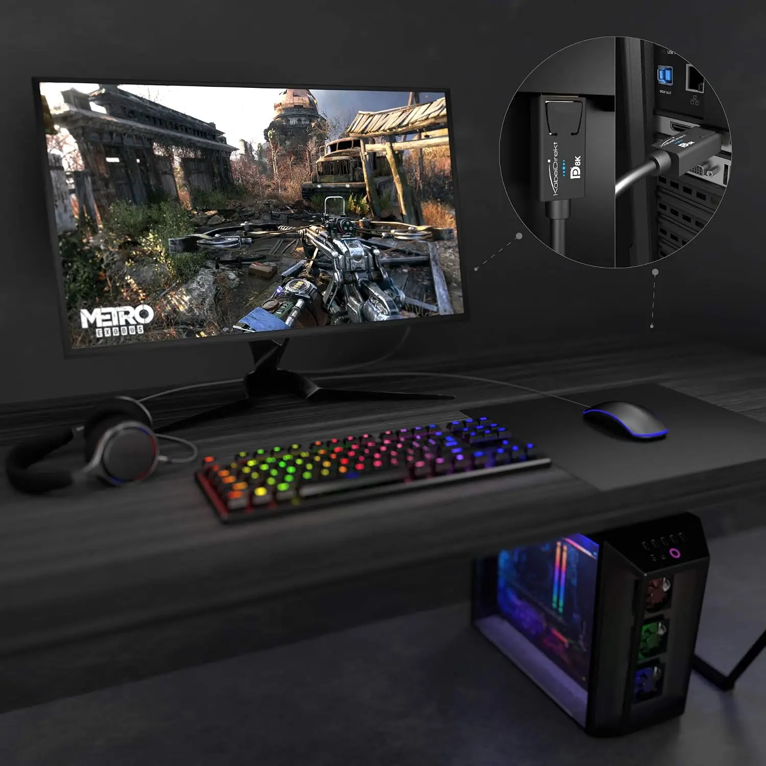 KabelDirekt 8K DisplayPort -> DP kaabel (2m, DP 1.4, 8K@60Hz / 4K@120Hz) - Pilt 8