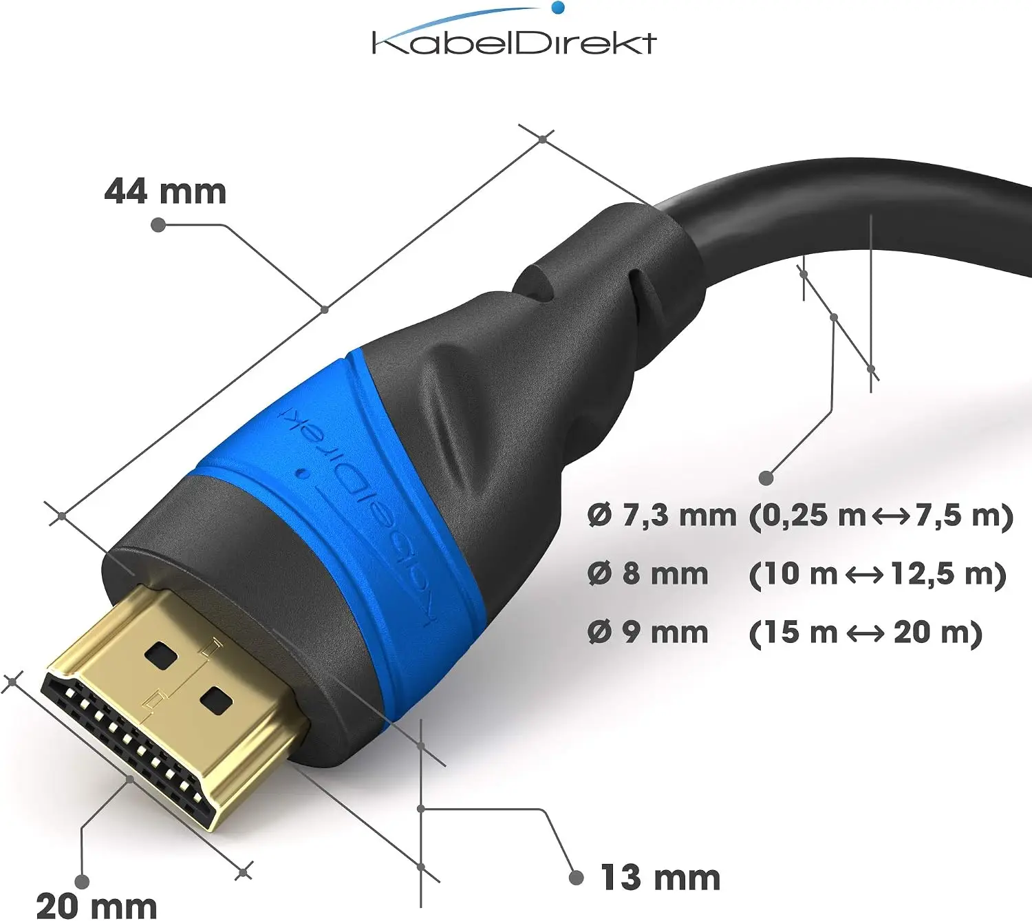 KabelDirekt 4K & 8K HDMI kaabel (0,25 m, 2 tk pakis, 4K@120Hz / 8K@60Hz)