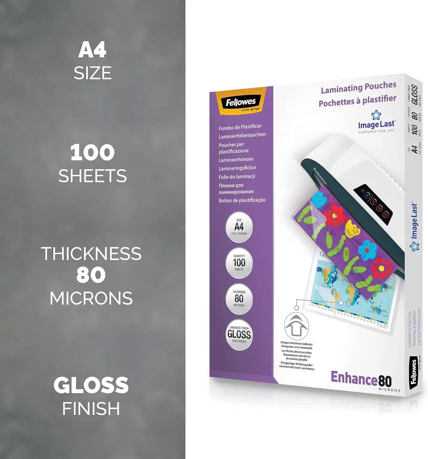 Fellowes Lamineerimistaskud A4 2x80 Mikronit - Pilt 2
